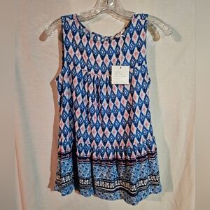 Beach Lunch Lounge Kaylee Sleeveless Peplum Top Moroccan Tile Size XS